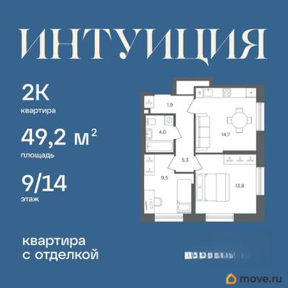 2-комн. квартира, 49.2 м&sup2;