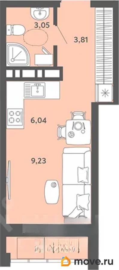 студия, 23.45 м&sup2;