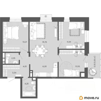 4-комн. квартира, 78.9 м&sup2;