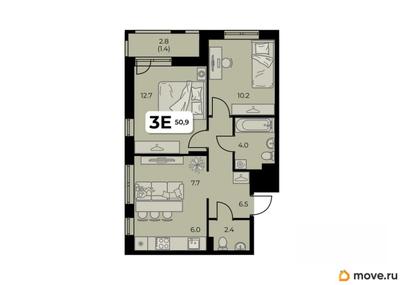 3-комн. квартира, 50.9 м&sup2;