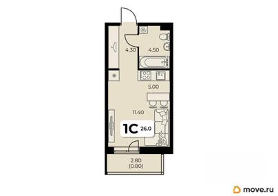 студия, 26 м&sup2;