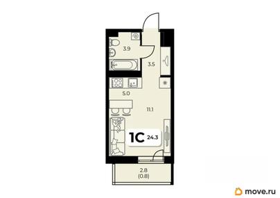 студия, 24.3 м&sup2;