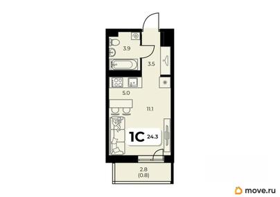 студия, 24.3 м&sup2;