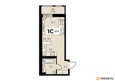 студия, 27.4 м&sup2;