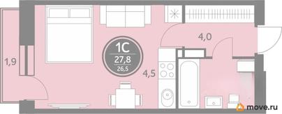 студия, 26.5 м&sup2;
