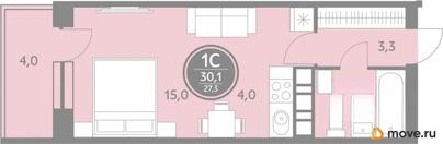 студия, 27.3 м&sup2;