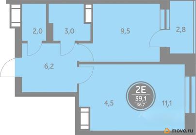 1-комн. квартира, 37.7 м&sup2;