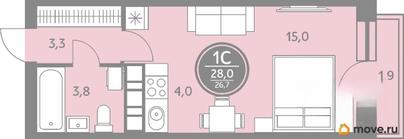 1-комн. квартира, 41 м&sup2;