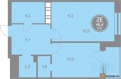 1-комн. квартира, 45 м&sup2;
