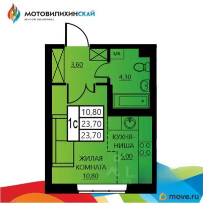 1-комн. квартира, 23.7 м&sup2;