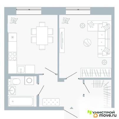 1-комн. квартира, 40.86 м&sup2;