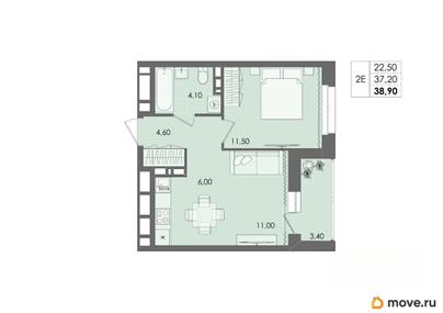 2-комн. квартира, 38.9 м&sup2;