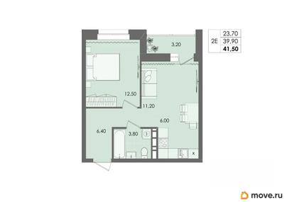 2-комн. квартира, 41.5 м&sup2;