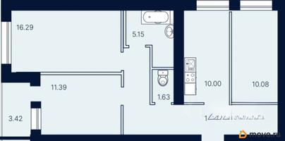 3-комн. квартира, 72.51 м&sup2;