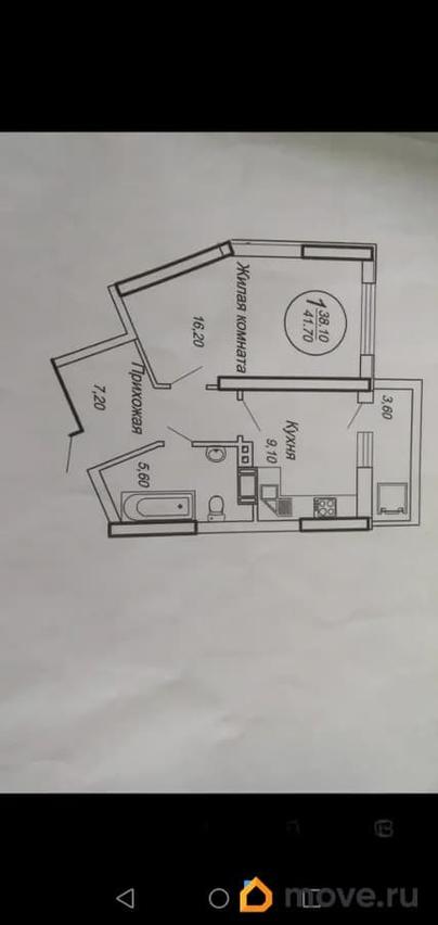 1-комн. квартира, 38.1 м&sup2;