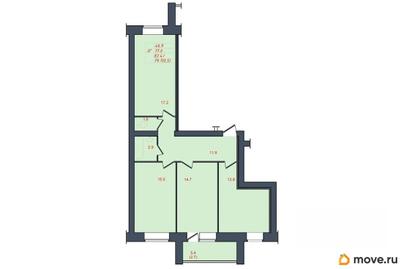 3-комн. квартира, 79.7 м&sup2;