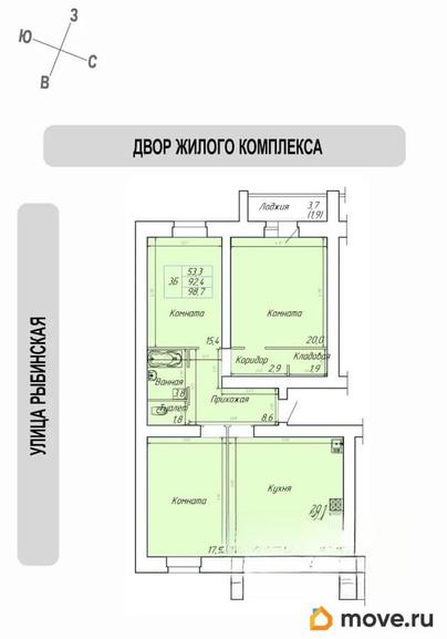 3-комн. квартира, 98.7 м&sup2;