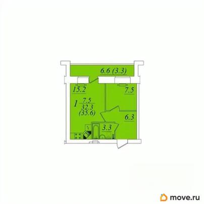 1-комн. квартира, 35.6 м&sup2;