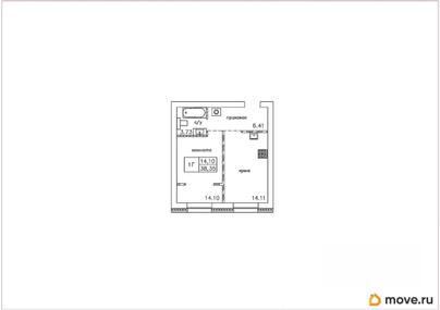 1-комн. квартира, 38.35 м&sup2;
