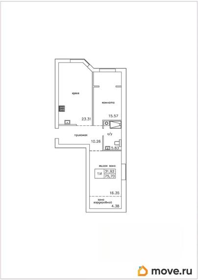 3-комн. квартира, 75.7 м&sup2;