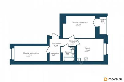 2-комн. квартира, 60.46 м&sup2;