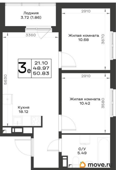 2-комн. квартира, 49.78 м&sup2;