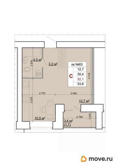 студия, 32.1 м&sup2;