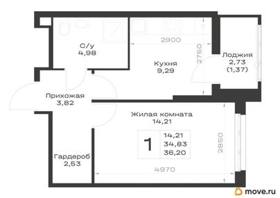 1-комн. квартира, 36.2 м&sup2;