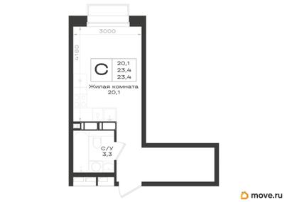 студия, 23.4 м&sup2;