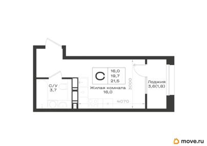 студия, 21.5 м&sup2;