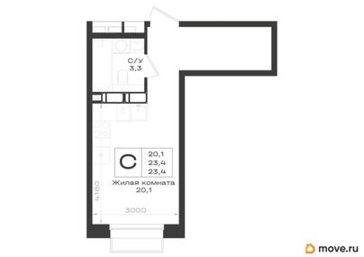 студия, 23.4 м&sup2;