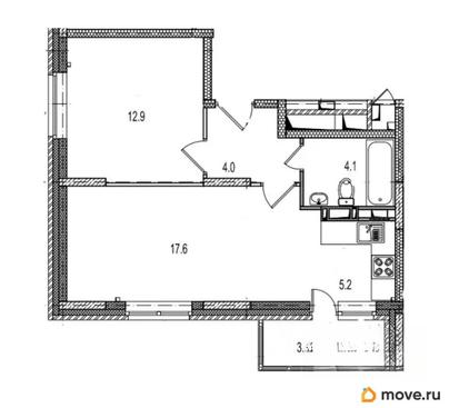 2-комн. квартира, 47.5 м&sup2;