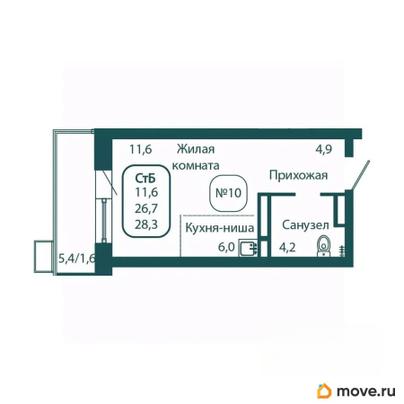 студия, 28.3 м&sup2;