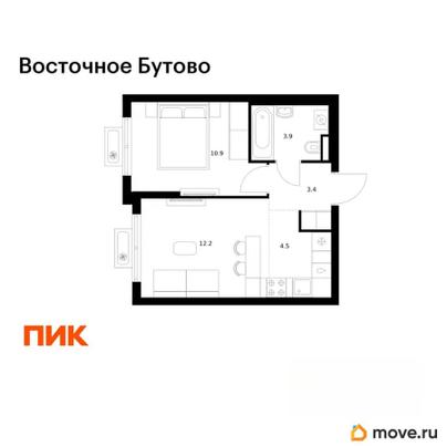 1-комн. квартира, 34.9 м&sup2;