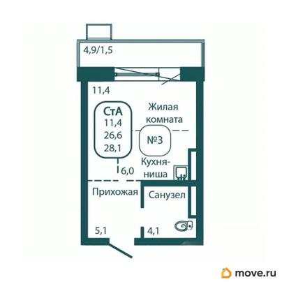 студия, 28.1 м&sup2;