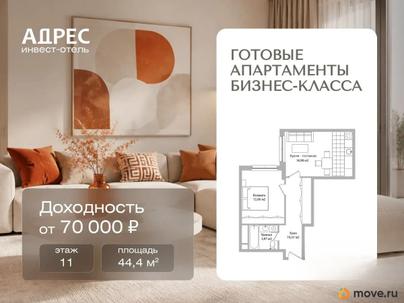 2-комн. апартаменты, 44.4 м&sup2;