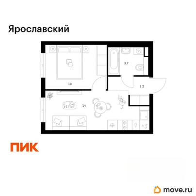 1-комн. квартира, 30.9 м&sup2;