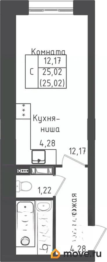 студия, 25.02 м&sup2;