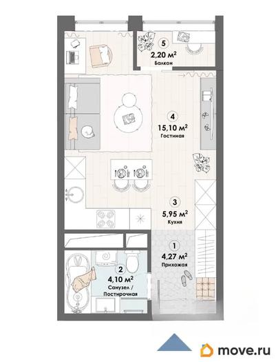студия, 31.62 м&sup2;