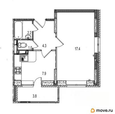 1-комн. квартира, 36.6 м&sup2;