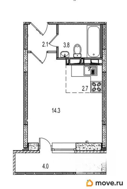 1-комн. квартира, 27.4 м&sup2;
