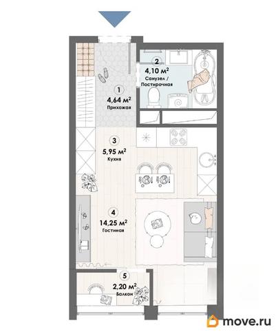 студия, 31.14 м&sup2;