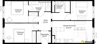 3-комн. квартира, 80.8 м&sup2;