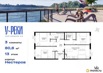 3-комн. квартира, 80.8 м&sup2;