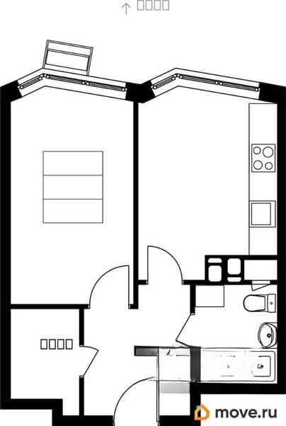 1-комн. квартира, 34.45 м&sup2;