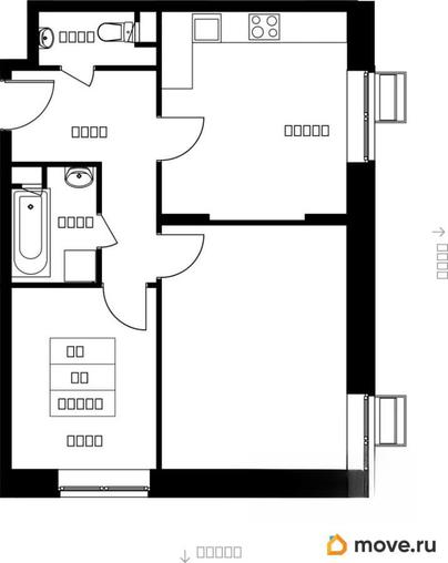 2-комн. квартира, 53.69 м&sup2;