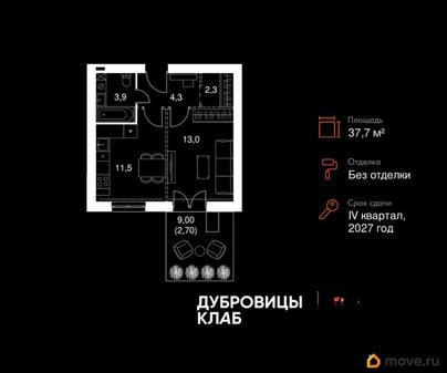 1-комн. квартира, 37.7 м&sup2;