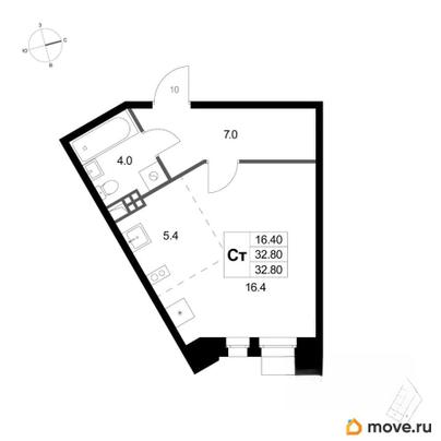 студия, 32.8 м&sup2;