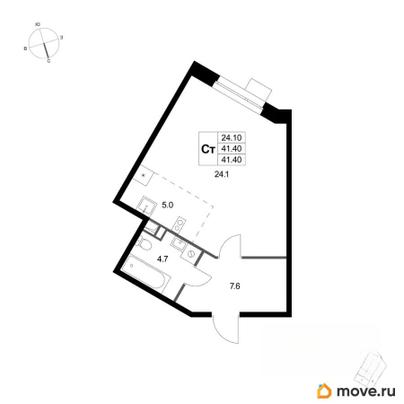 студия, 41.4 м&sup2;