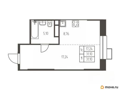 студия, 31.1 м&sup2;